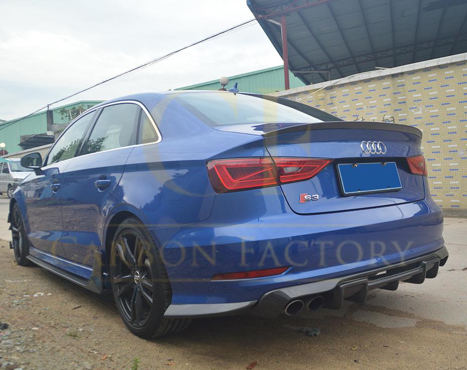 V Style Carbon Fibre Rear Diffuser for Audi A3 S Line S3 Saloon 13-15-Carbon Factory