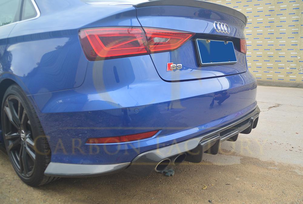 V Style Carbon Fibre Rear Diffuser for Audi A3 S Line S3 Saloon 13-15-Carbon Factory