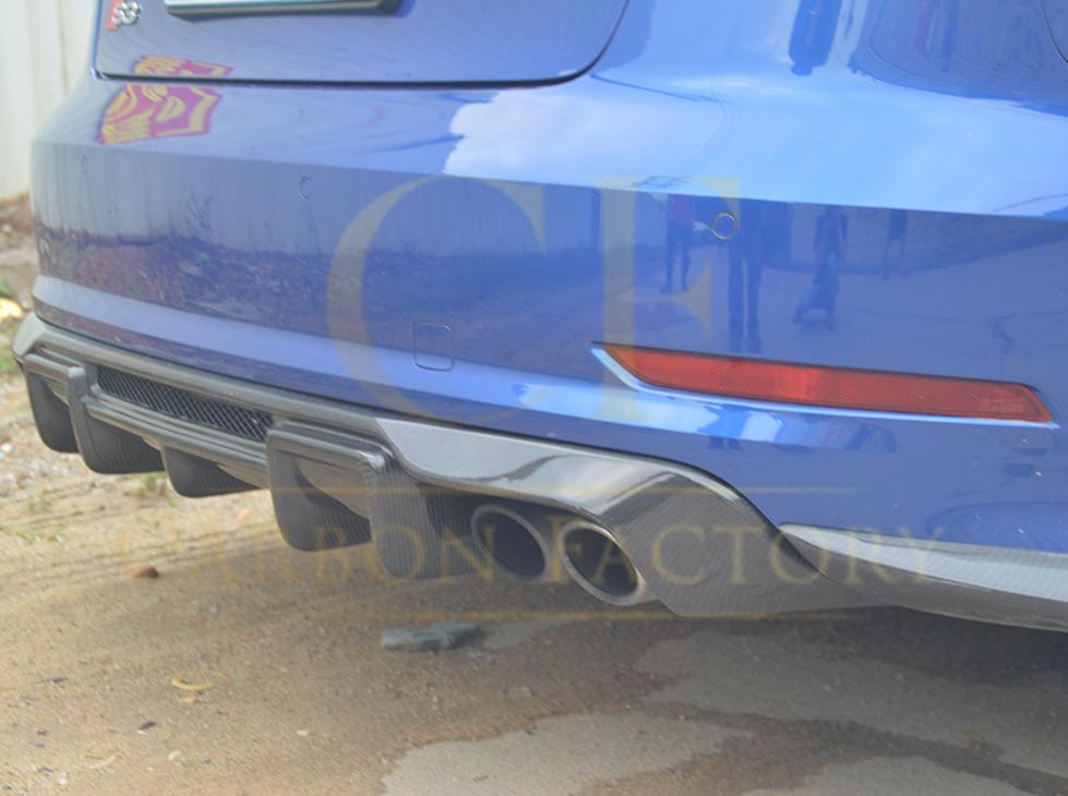 V Style Carbon Fibre Rear Diffuser for Audi A3 S Line S3 Saloon 13-15-Carbon Factory
