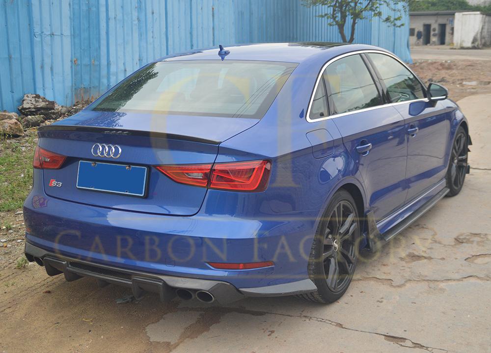 V Style Carbon Fibre Rear Diffuser for Audi A3 S Line S3 Saloon 13-15-Carbon Factory