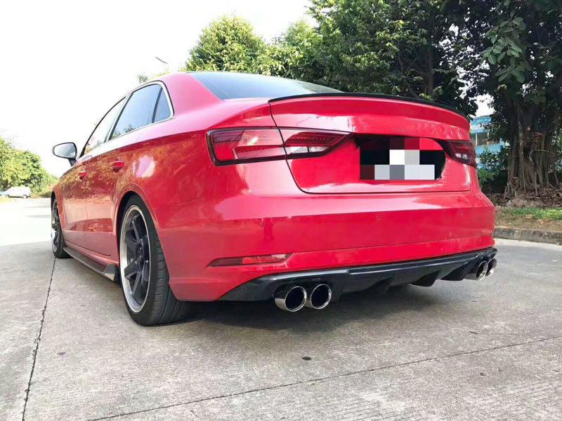 V Style Carbon Fibre Rear Diffuser for Audi A3 Saloon (Non S Line) 17-19-Carbon Factory