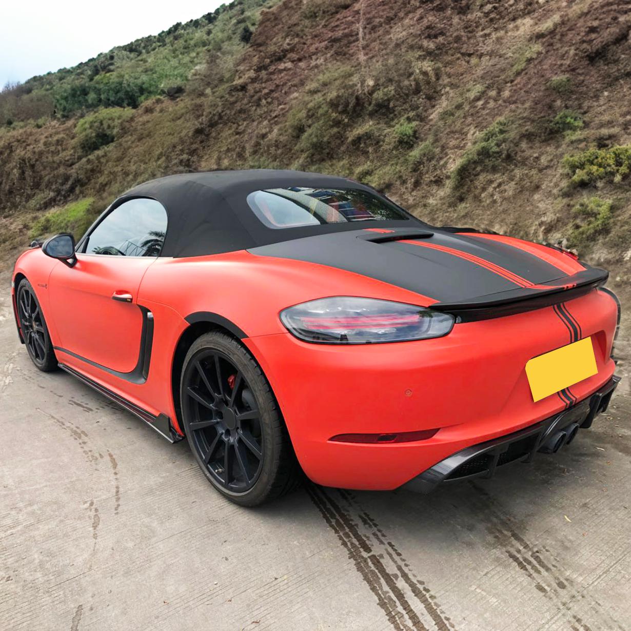 V Style Carbon Fibre Rear Diffuser for Porsche Boxster & Cayman 718 16-18-Carbon Factory