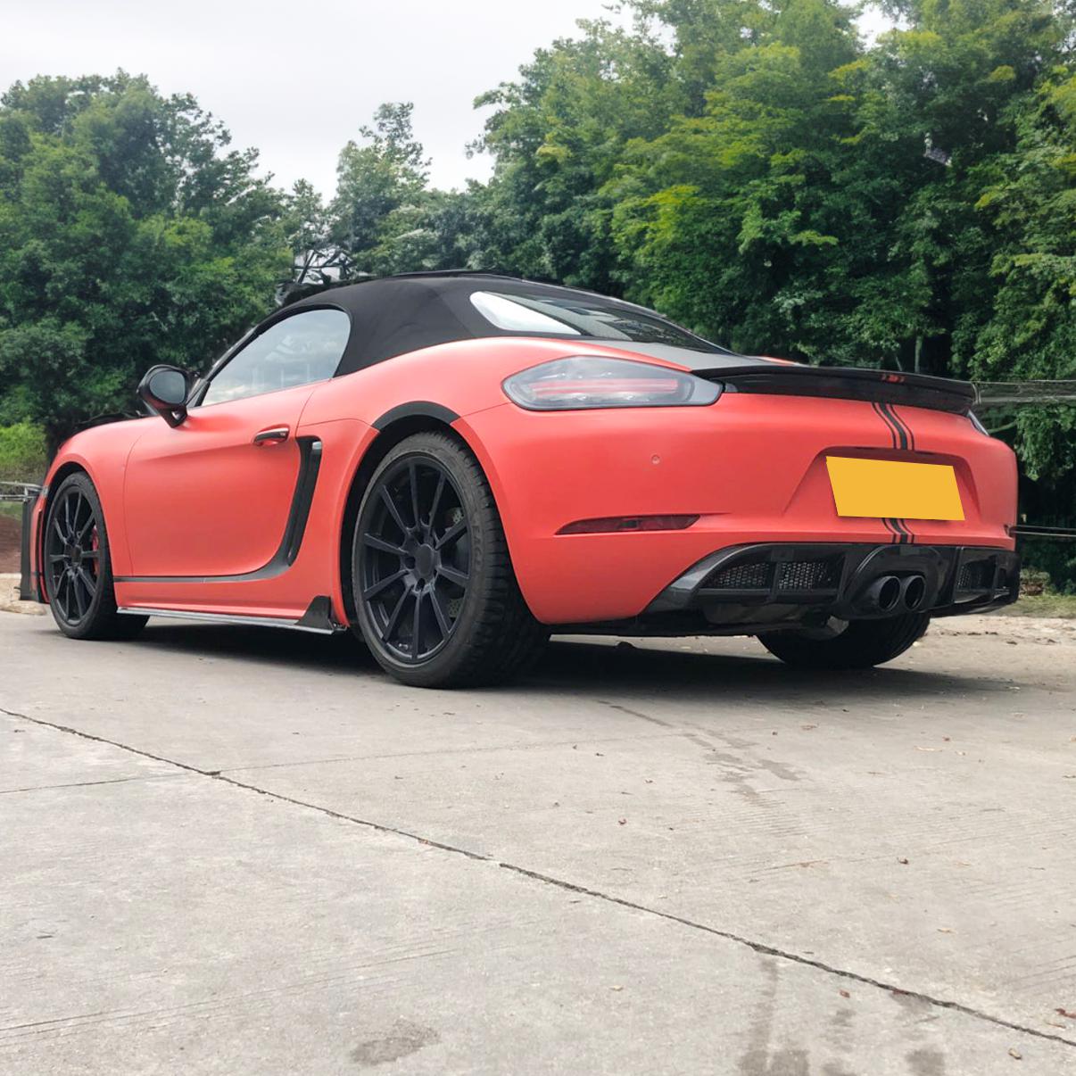 V Style Carbon Fibre Rear Diffuser for Porsche Boxster & Cayman 718 16-18-Carbon Factory