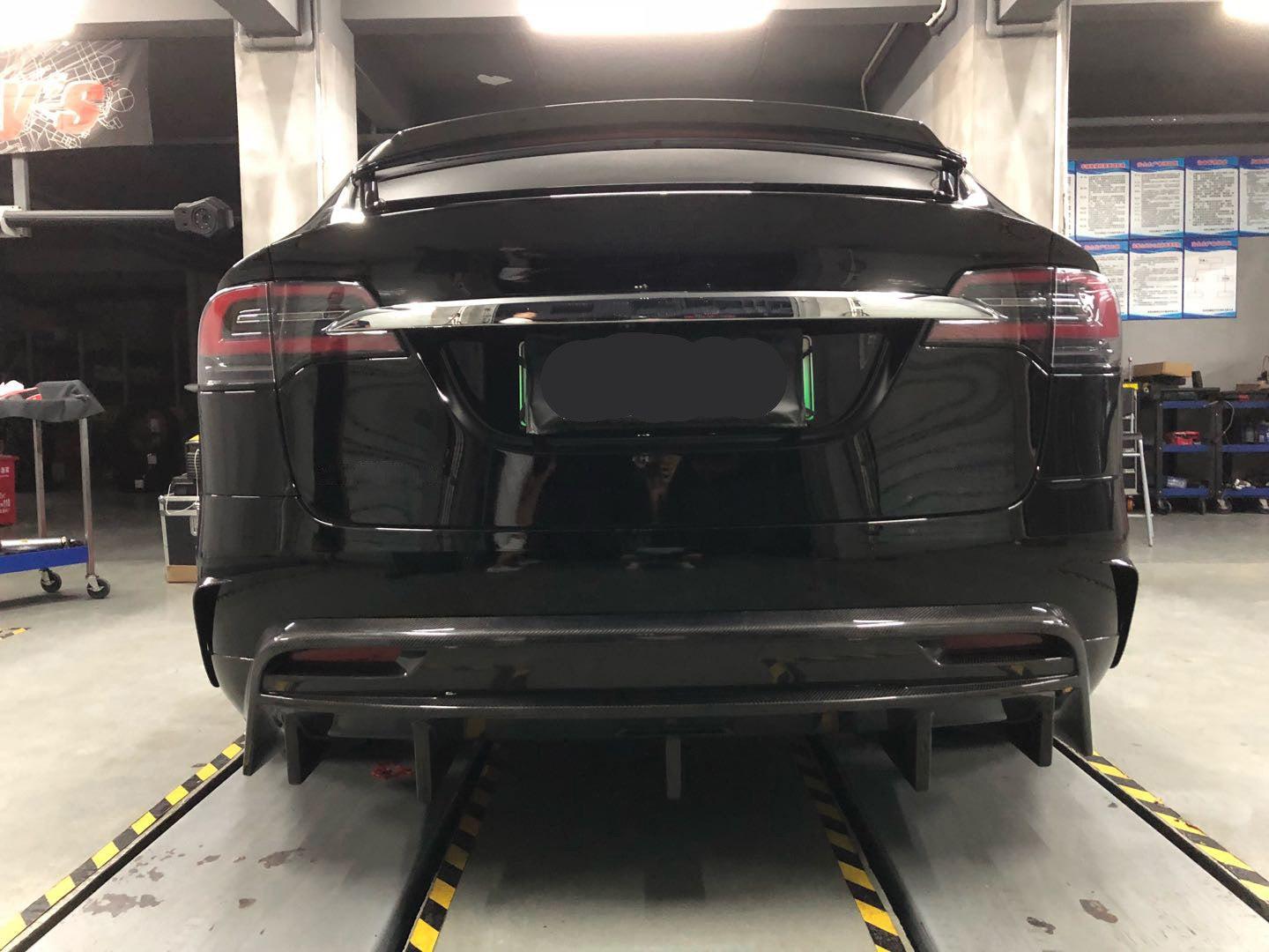 V Style Carbon Fibre Rear Diffuser for Tesla Model X 16-Present-Carbon Factory