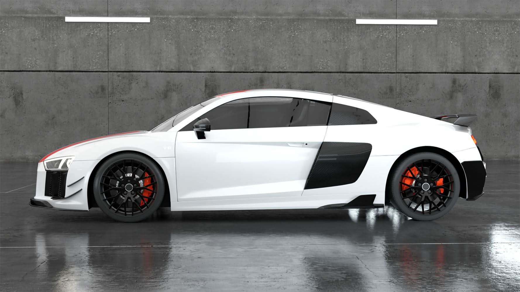 V Style Carbon Fibre Rear Side Skirts Extension for Audi R8 V10 Gen 2 15-19 - Carbon Factory