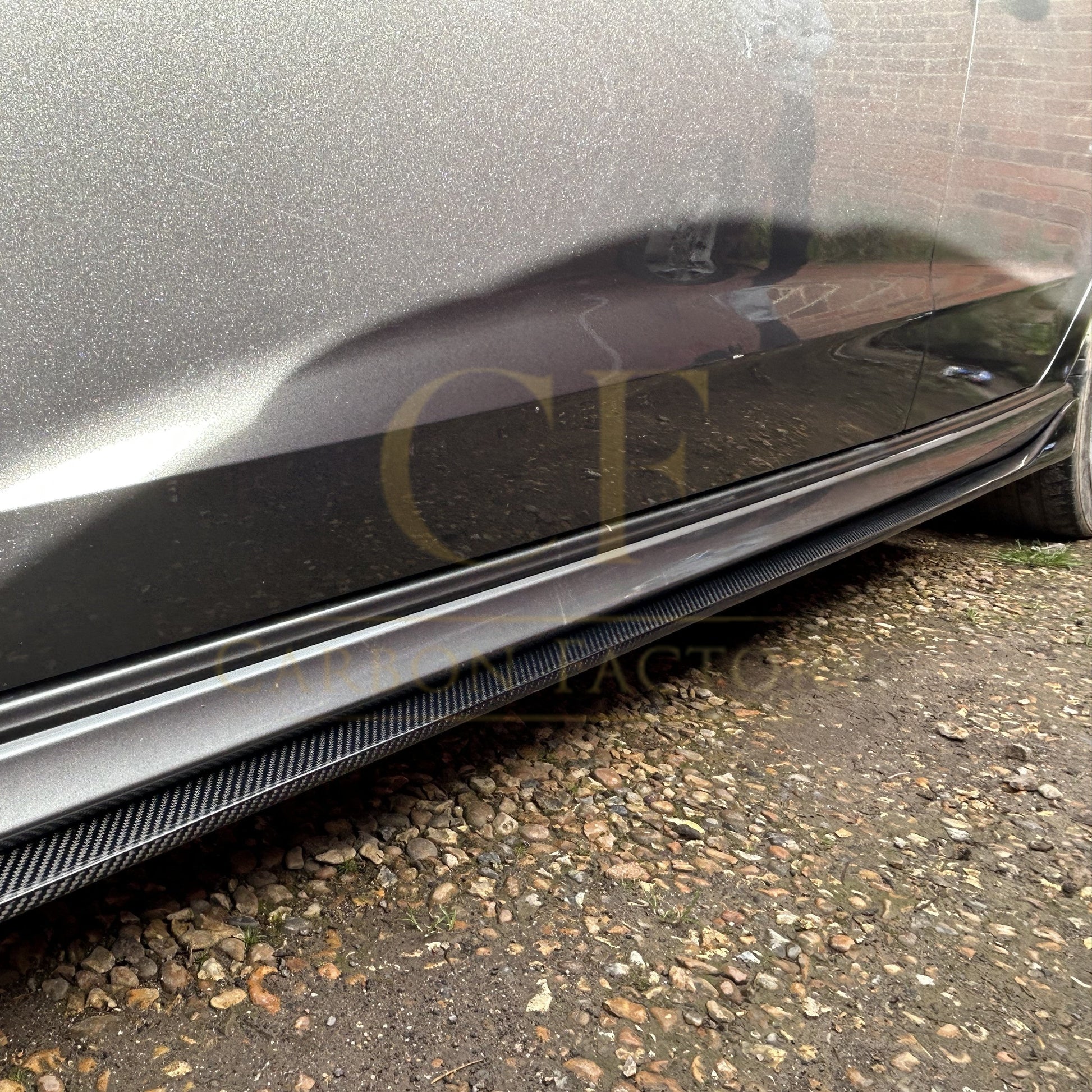 V Style Carbon Fibre Side Skirts for Audi A3 Hatchback S Line 13-15-Carbon Factory