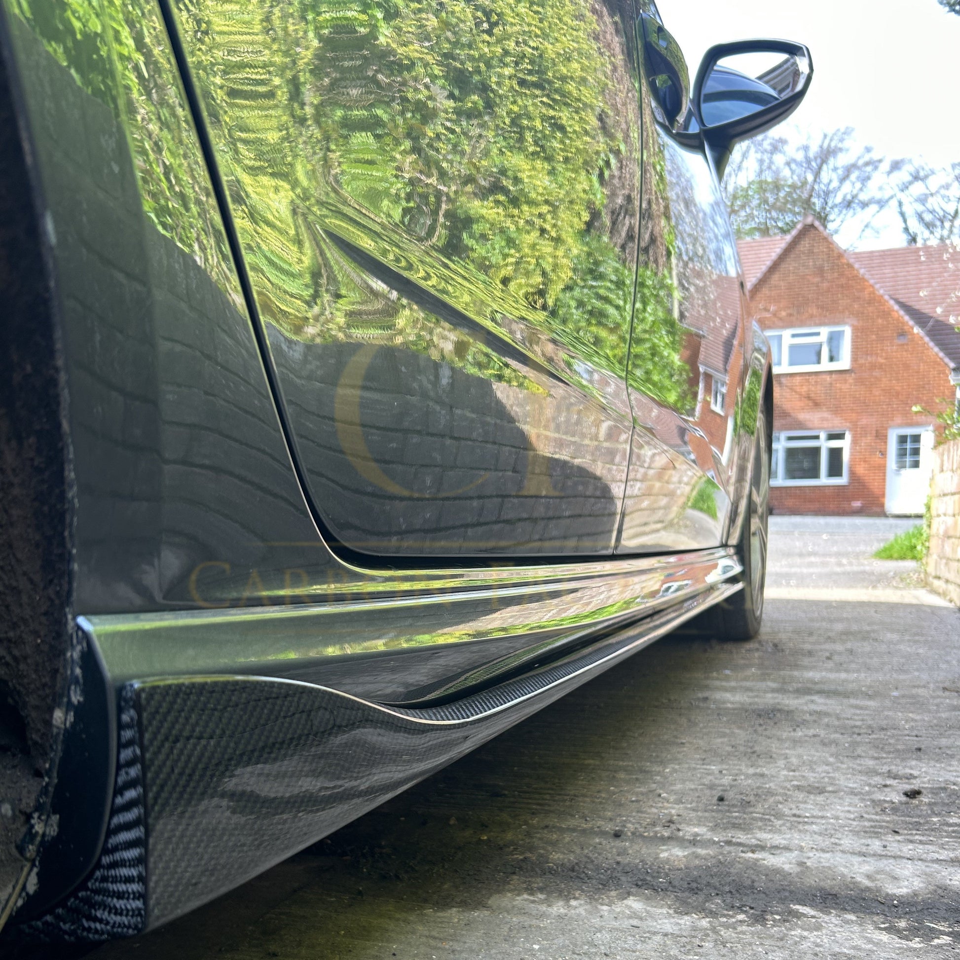 V Style Carbon Fibre Side Skirts for Audi A3 Hatchback S Line 13-15-Carbon Factory