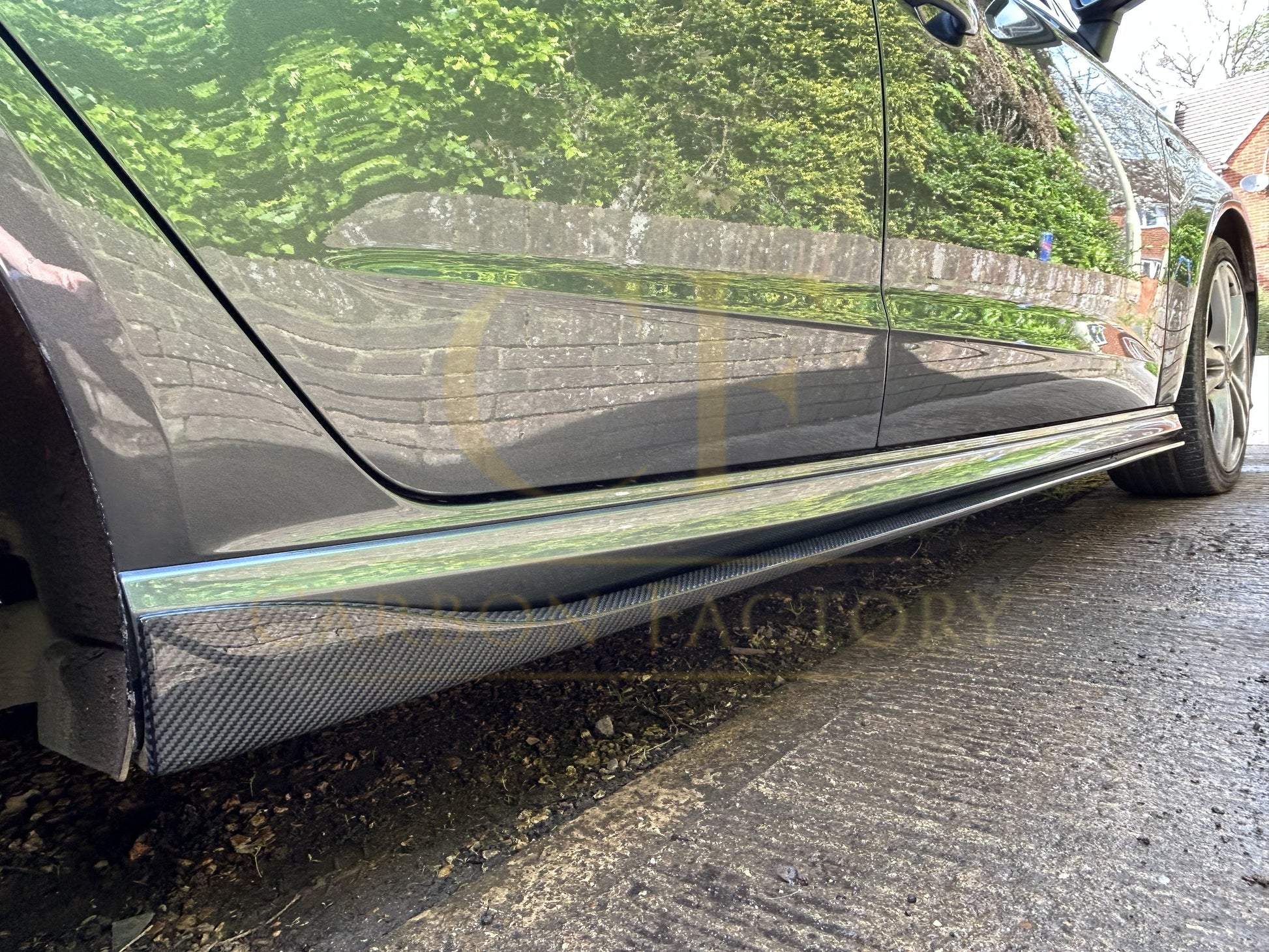 V Style Carbon Fibre Side Skirts for Audi A3 Hatchback S Line 13-15-Carbon Factory