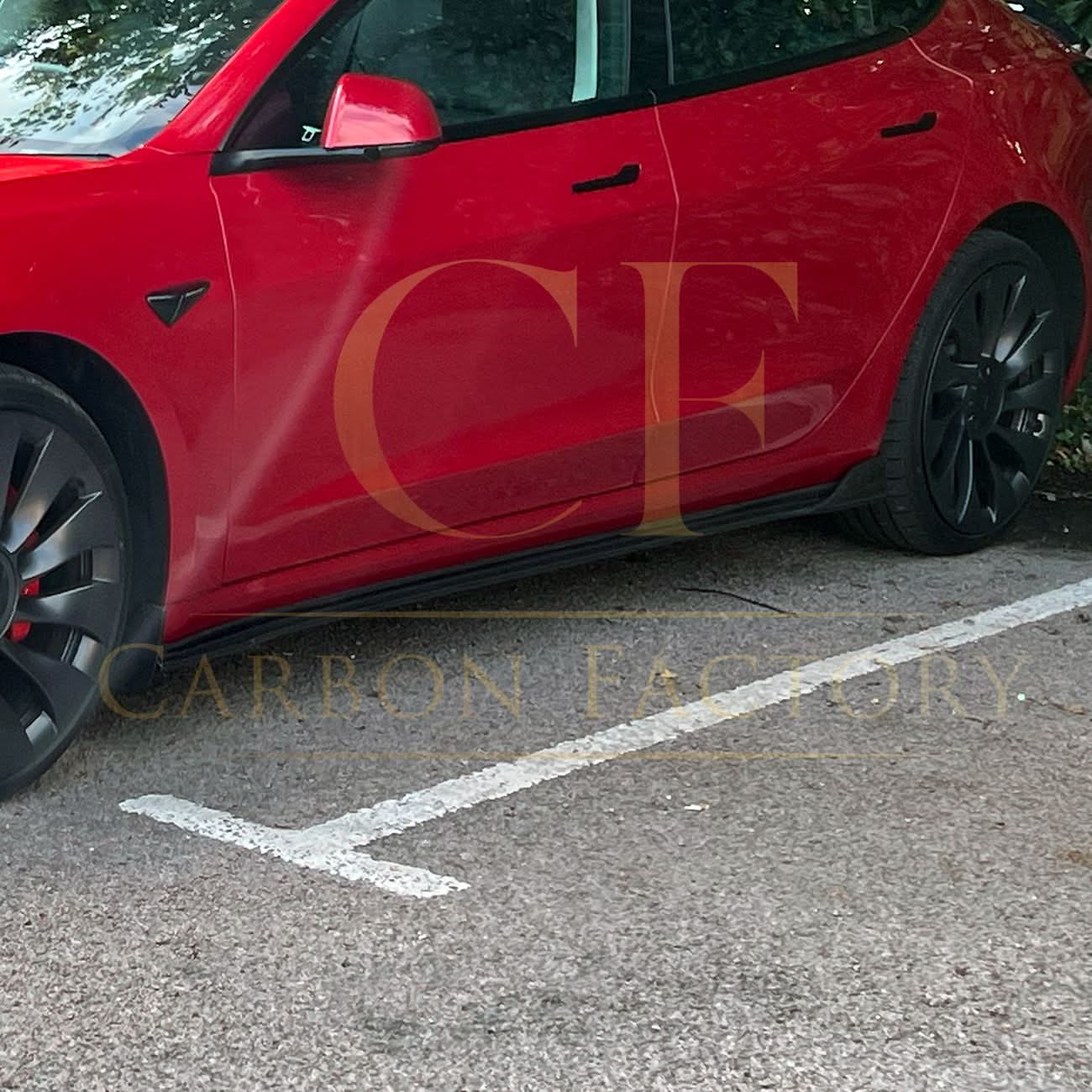V Style Carbon Fibre Side Skirts for Tesla Model 3 16-23 - Carbon Factory