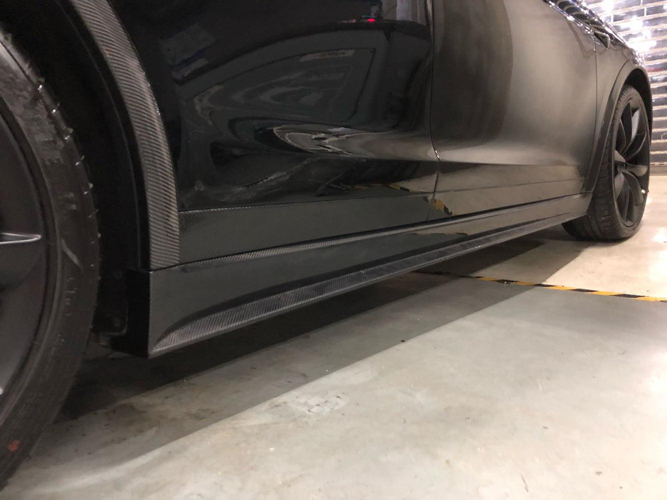 V Style Carbon Fibre Side Skirts for Tesla Model X 16-Present-Carbon Factory