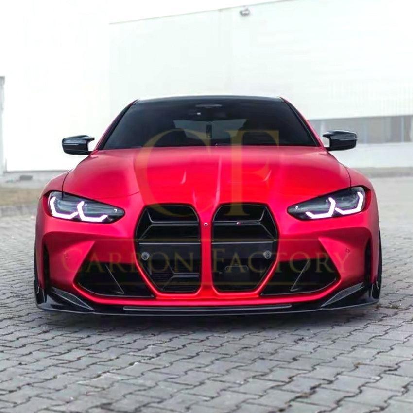 V Style Gloss Black Front Splitter 3 Pieces for BMW G80 M3 G82 G83 M4 21-Present-Carbon Factory
