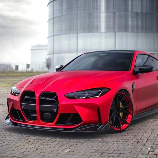 V Style Gloss Black Front Splitter 3 Pieces for BMW G80 M3 G82 G83 M4 21-Present-Carbon Factory