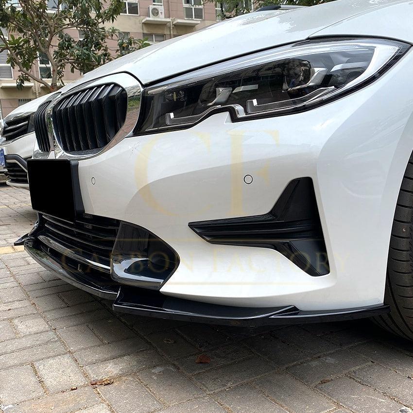 V Style Gloss Black Front Splitter for BMW 3 Series G20 G21 Pre-LCI 19-22-Carbon Factory