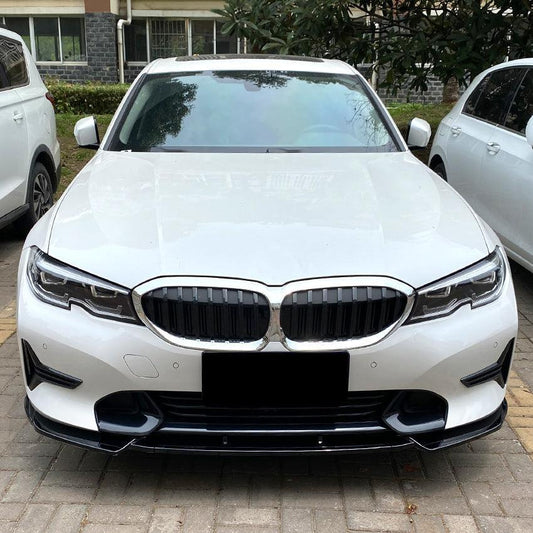 V Style Gloss Black Front Splitter for BMW 3 Series G20 G21 Pre-LCI 19-22-Carbon Factory