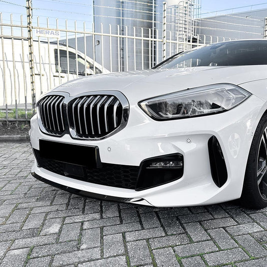 V Style Gloss Black Front Splitter for BMW F40 1 Series 19-24-Carbon Factory