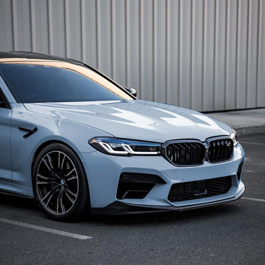 V Style Gloss Black Front Splitter for BMW F90 M5 21-24-Carbon Factory