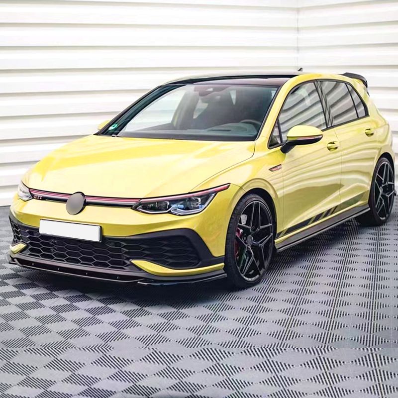 V Style Gloss Black Front Splitter for VW Golf MK8 GTI Clubsport 21-23-Carbon Factory