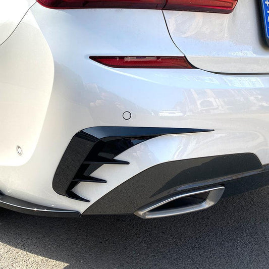 V Style Gloss Black Rear Bumper Trims for BMW 3 Series G20 G21 Pre-LCI 19-22-Carbon Factory