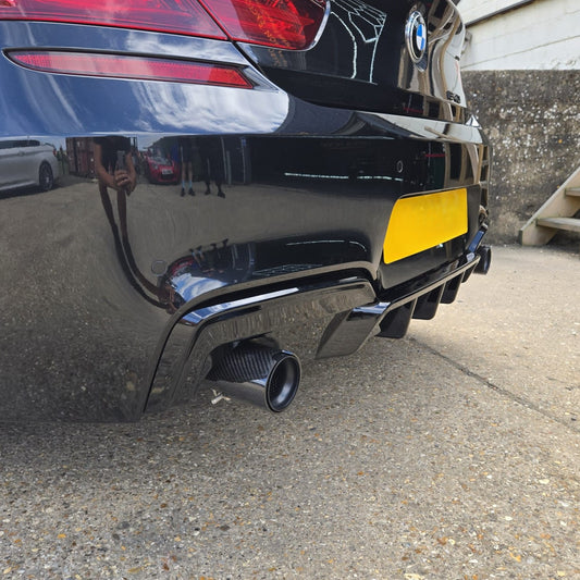 V Style Gloss Black Rear Diffuser Dual Exhaust for BMW 6 Series F06 F12 F13 M Sport 12-17-Carbon Factory