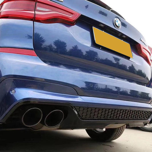 V Style Gloss Black Rear Diffuser with Exhaust Tips for BMW G01 X3 18-21-Carbon Factory