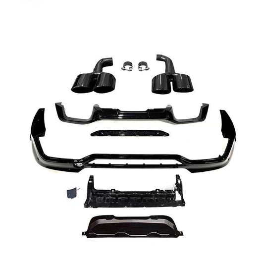 V Style Gloss Black Rear Diffuser with Exhaust Tips for BMW G02 X4 18-Present-Carbon Factory