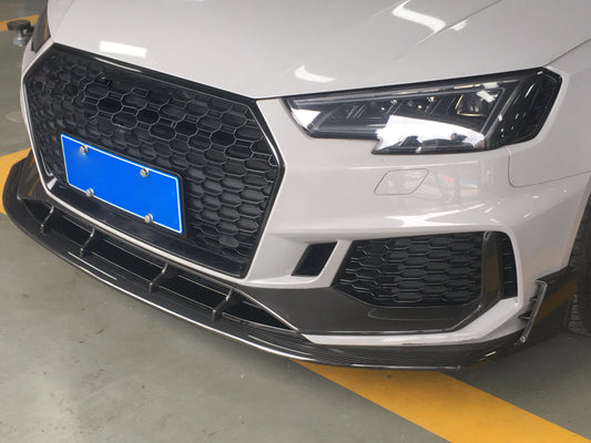 V Style Pre-Preg Carbon Fibre Front Splitter for Audi B9 RS4 19-22-Carbon Factory