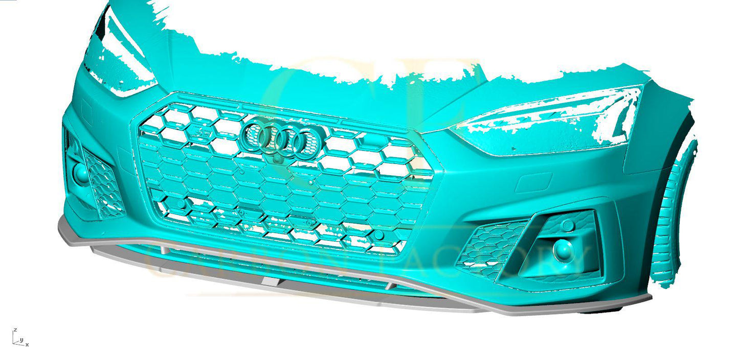 V Style Pre-Preg Carbon Fibre Front Splitter for Audi B9.5 A5 S Line & S5 20-22-Carbon Factory