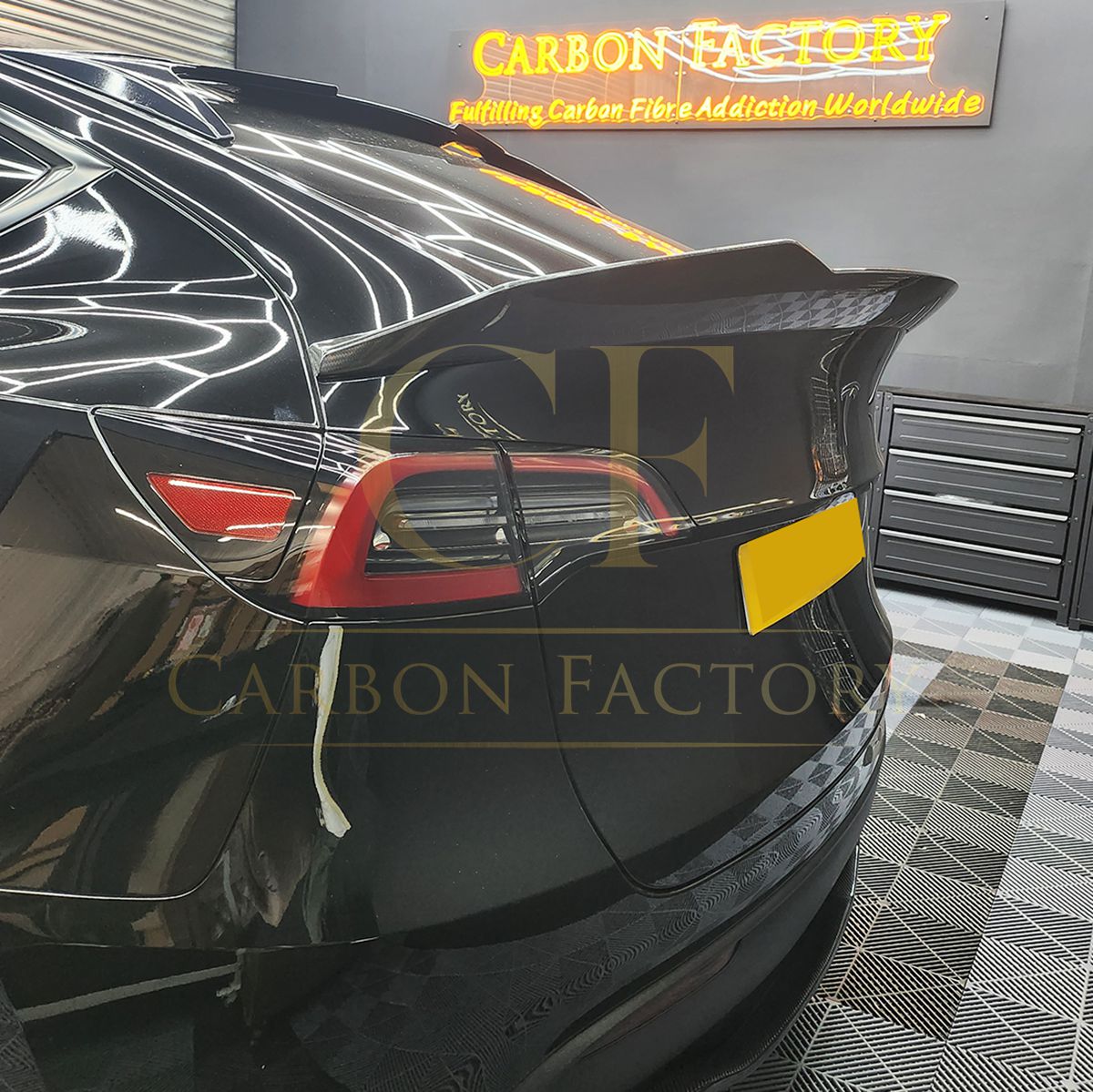 V Style Pre-Preg Carbon Fibre Rear Spoiler for Tesla Model Y 19-23-Carbon Factory