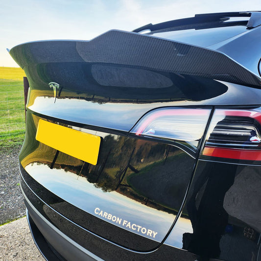 V Style Pre-Preg Carbon Fibre Rear Spoiler for Tesla Model Y 19-23-Carbon Factory