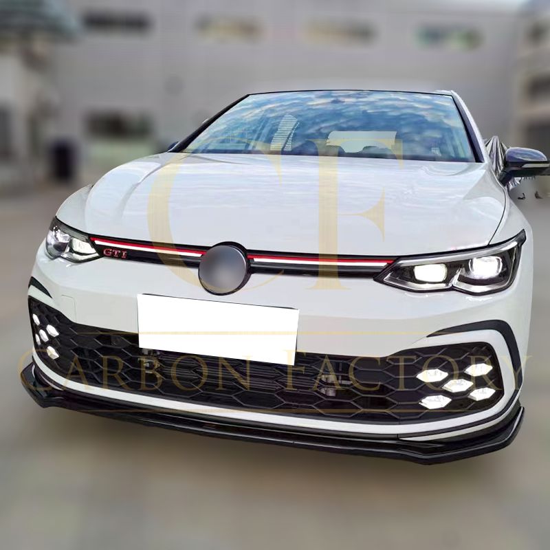 V2 Style Gloss Black Front Splitter for VW Golf MK8 GTI / R-LINE 21-23-Carbon Factory