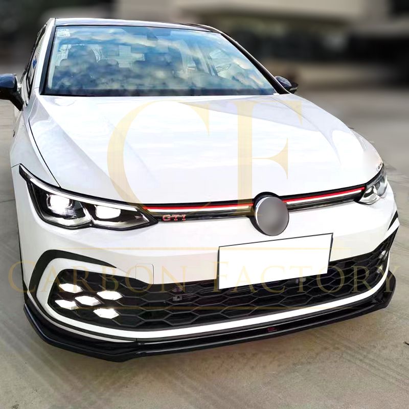 V2 Style Gloss Black Front Splitter for VW Golf MK8 GTI / R-LINE 21-23-Carbon Factory