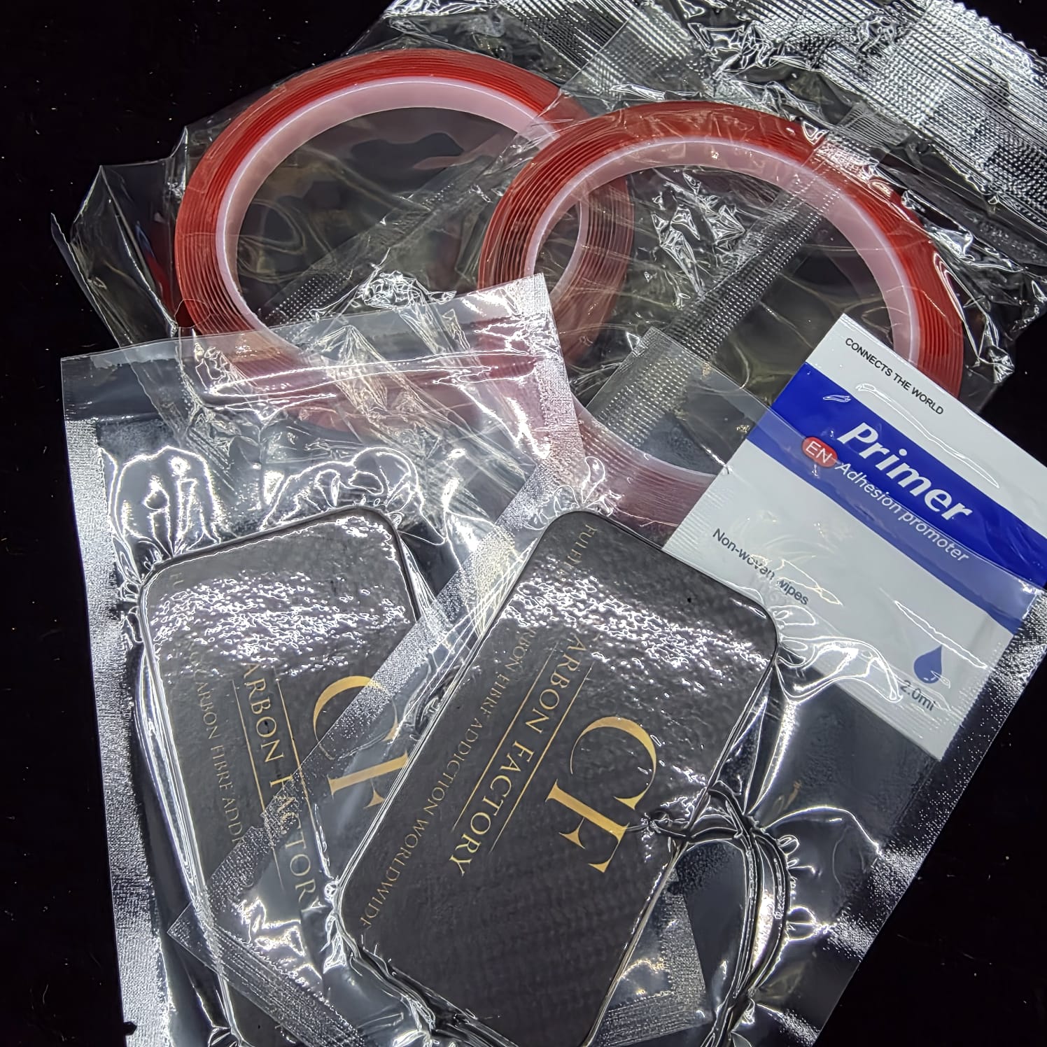 Carbon Factory Spoiler & Trim Fitting Kit | Automotive Grade Clear Tapes + Adhesion Promoter - Carbon Factory