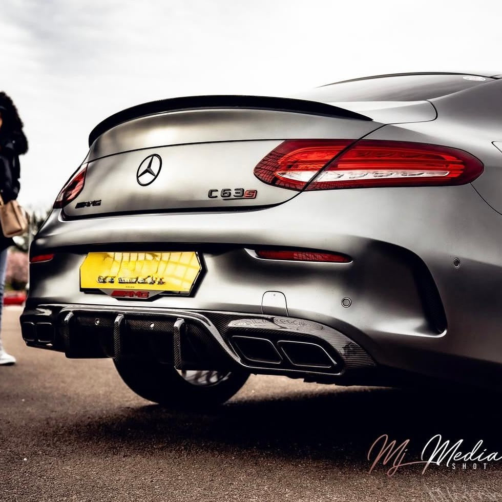 Big Fin Style Carbon Fibre Rear Diffuser for Mercedes W205 C63 2 Door 15-21 - Carbon Factory