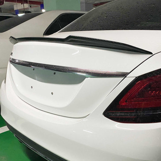 X Style Pre-Preg Carbon Fibre Boot Spoiler for Mercedes Benz W205 C Class 15-21-Carbon Factory