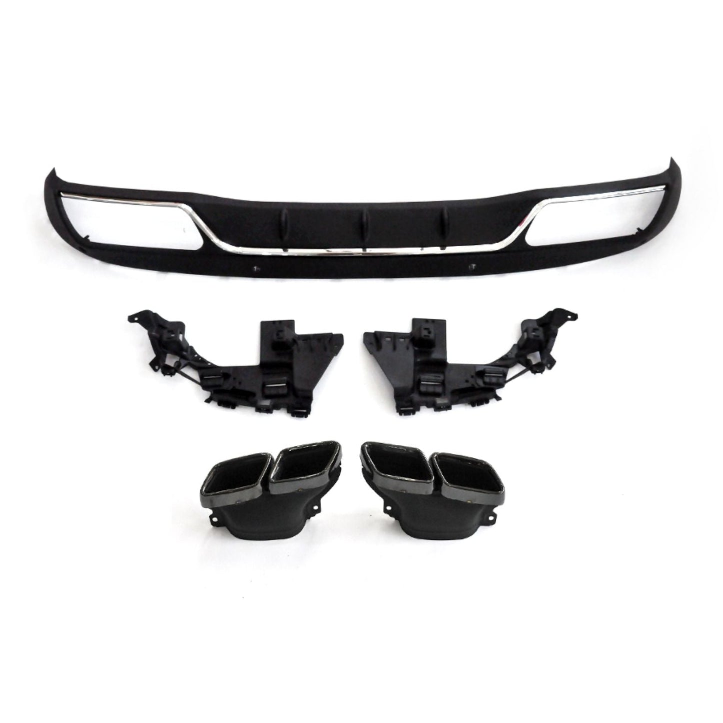 Z Style Gloss Black Rear Diffuser & Exhaust Tips for Mercedes Benz W205 C Class & C63 Saloon & Estate 15-21-Carbon Factory