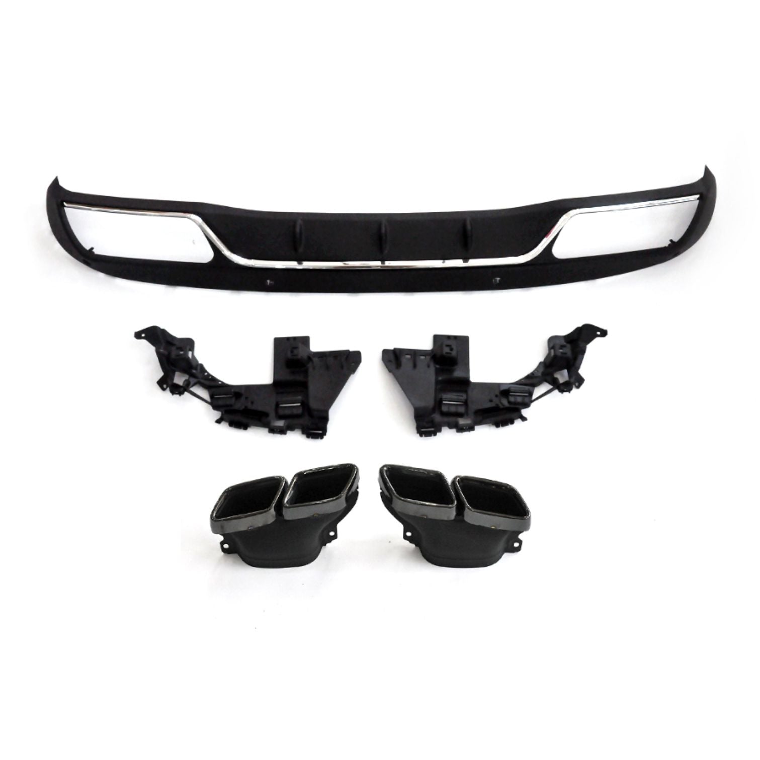 Z Style Gloss Black Rear Diffuser & Exhaust Tips for Mercedes Benz W205 C Class & C63 Saloon & Estate 15-21-Carbon Factory