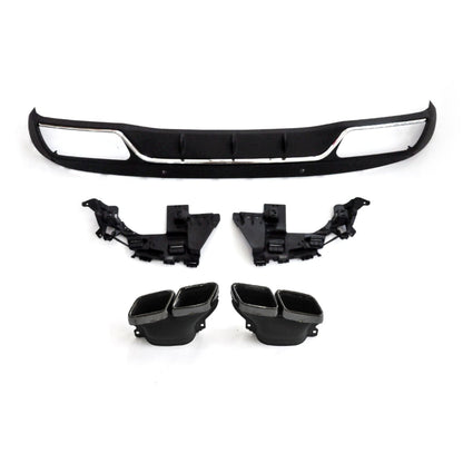 Z Style Gloss Black Rear Diffuser & Exhaust Tips for Mercedes Benz W205 C Class & C63 Saloon & Estate 15-21-Carbon Factory