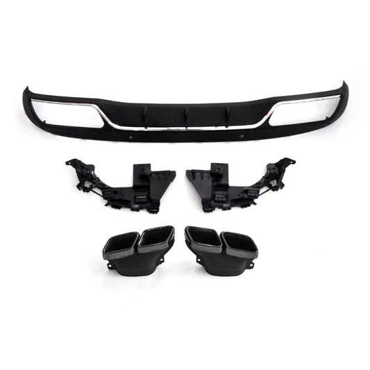 Z Style Gloss Black Rear Diffuser & Exhaust Tips for Mercedes Benz W205 C Class & C63 Saloon & Estate 15-21-Carbon Factory