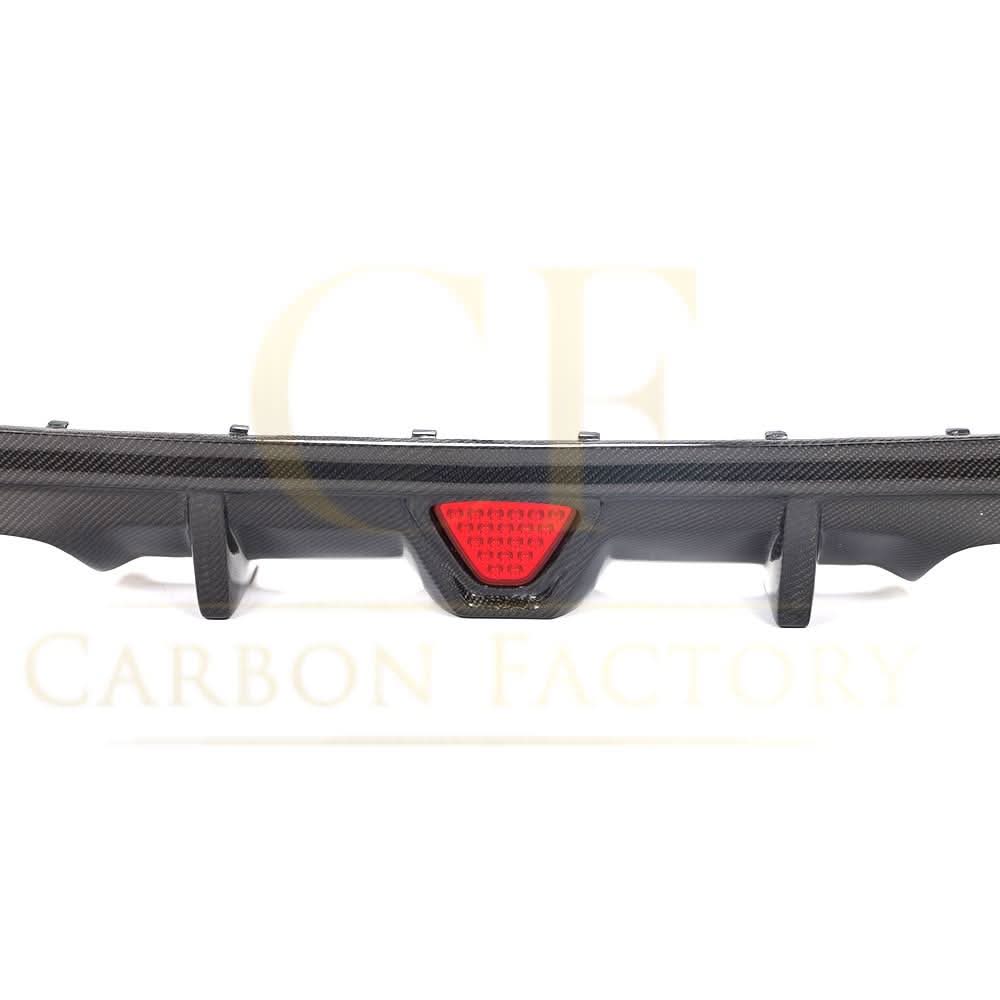 LED-style carbon fibre rear diffuser for BMW F22 2 Series M Sport, showcasing sleek design and high-quality finish.