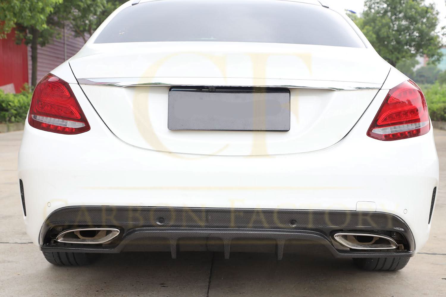 OEM Style Carbon Fibre Rear Diffuser for Mercedes W205 C43 & C Class Saloon 15-19 - Carbon Factory