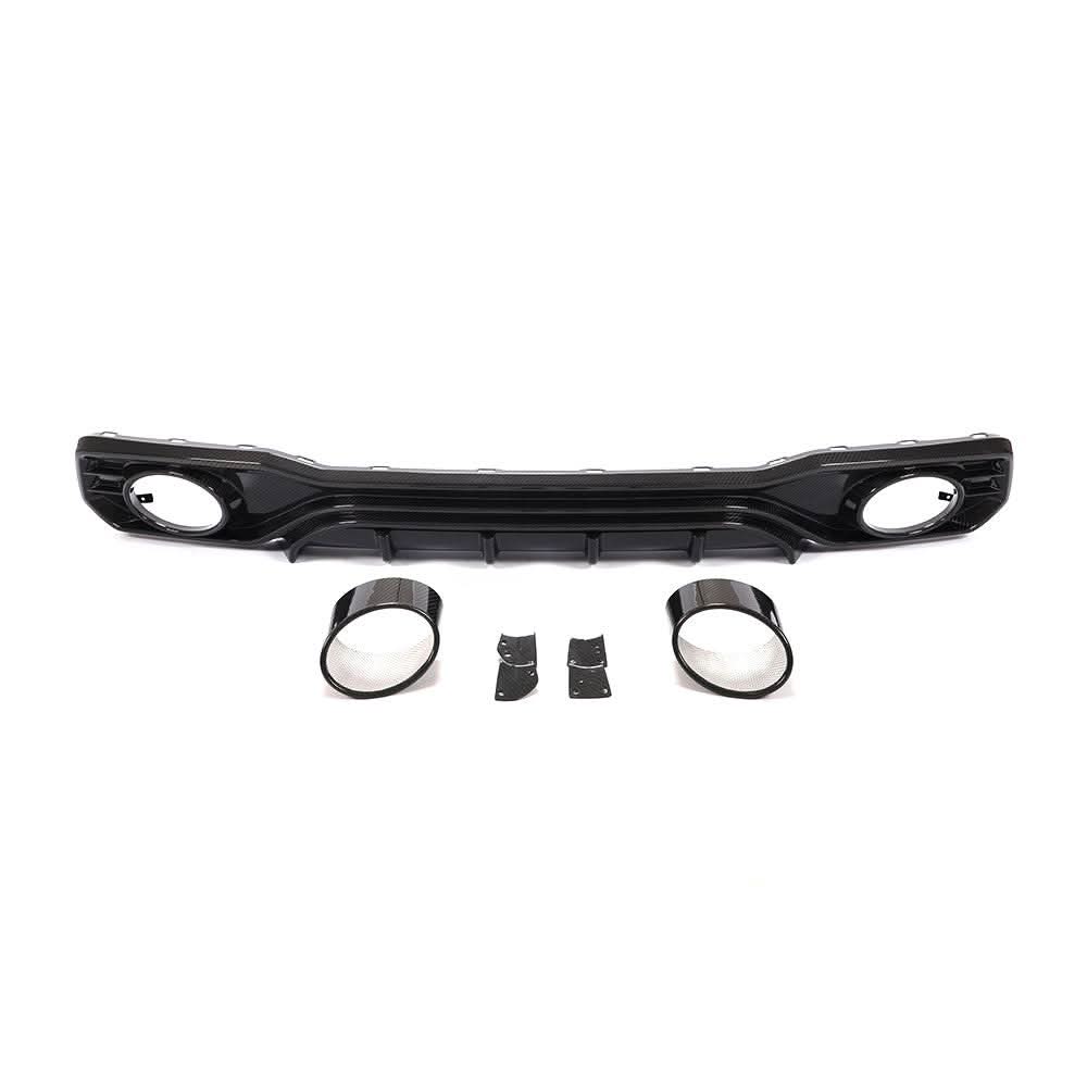 P Style Pre-Preg Carbon Fibre Rear Diffuser with Exhaust Tips for Audi 4K A7 S Line S7 19-22 - Carbon Factory