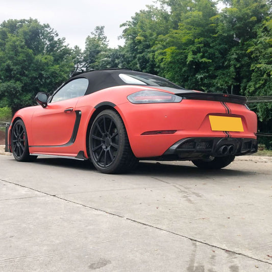 V Style Carbon Fibre Rear Diffuser for Porsche Boxster & Cayman 718 16-18 - Carbon Factory