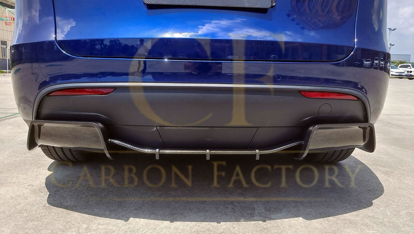 V Style Pre-Preg Carbon Fibre Rear Diffuser for Tesla Model Y 19-23 - Carbon Factory