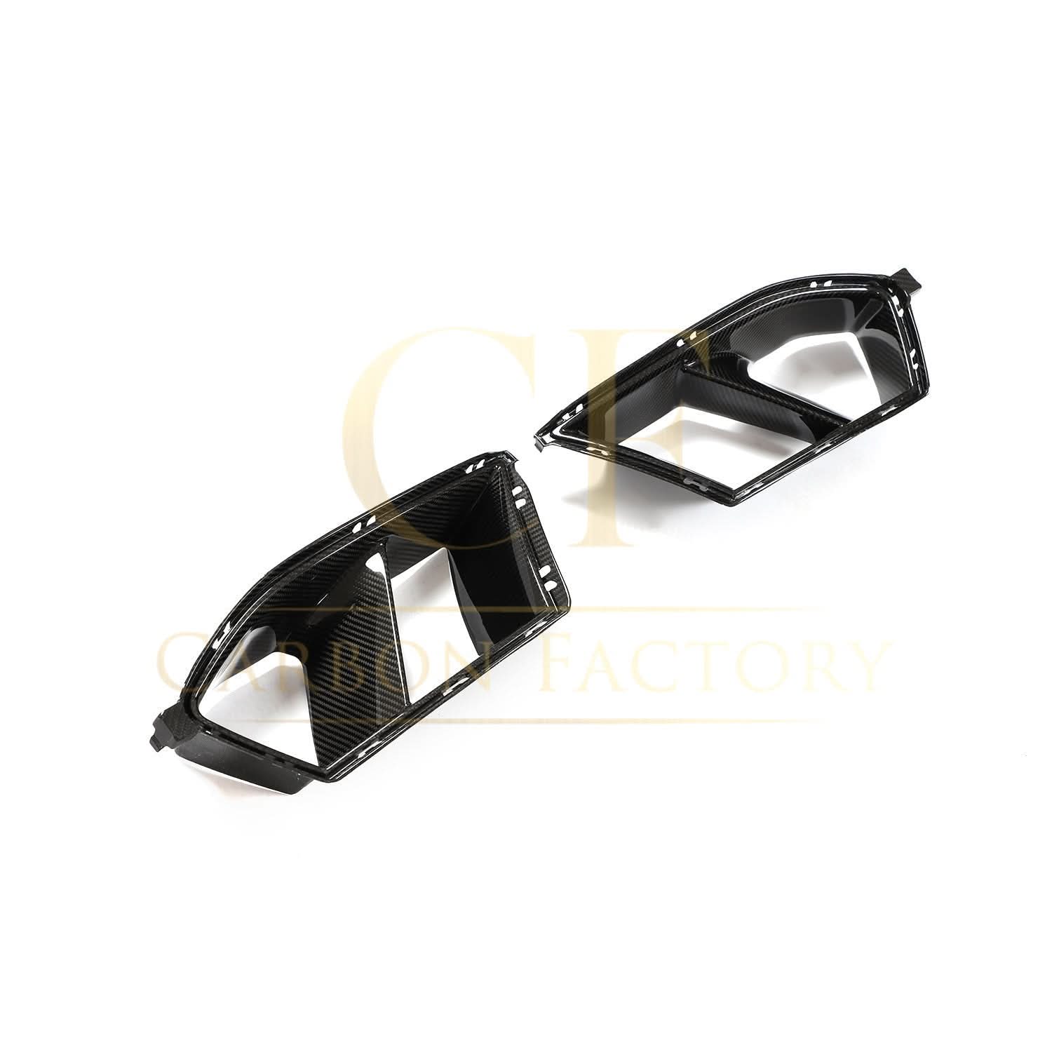 Carbon fiber front bumper inserts for BMW G80 M3 G82 G83 M4 exterior trims, showcasing sleek, lightweight design for sporty look.