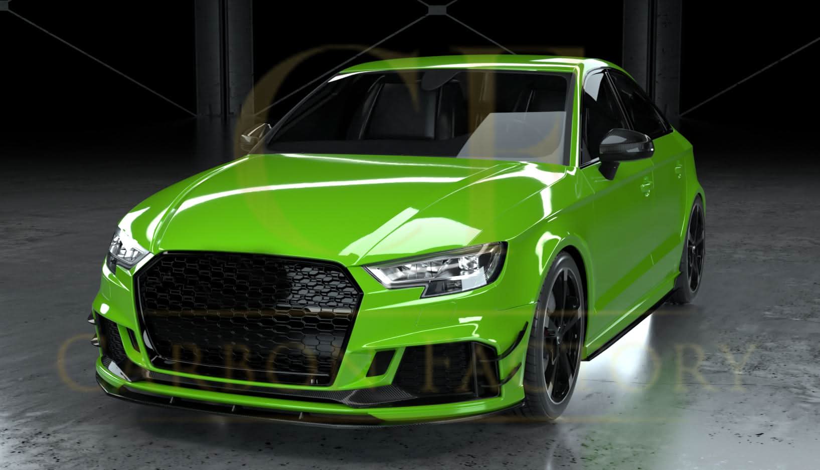 Carbon Fibre Front Bumper Trims for Audi 8V RS3 Saloon 17-20 - Carbon Factory