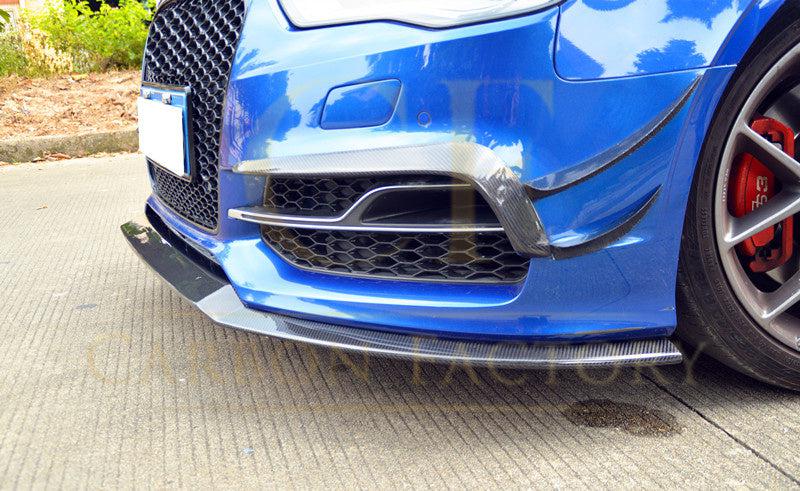 Carbon Fibre Front Bumper Trims for Audi A3 S Line S3 Saloon 13-15 - Carbon Factory