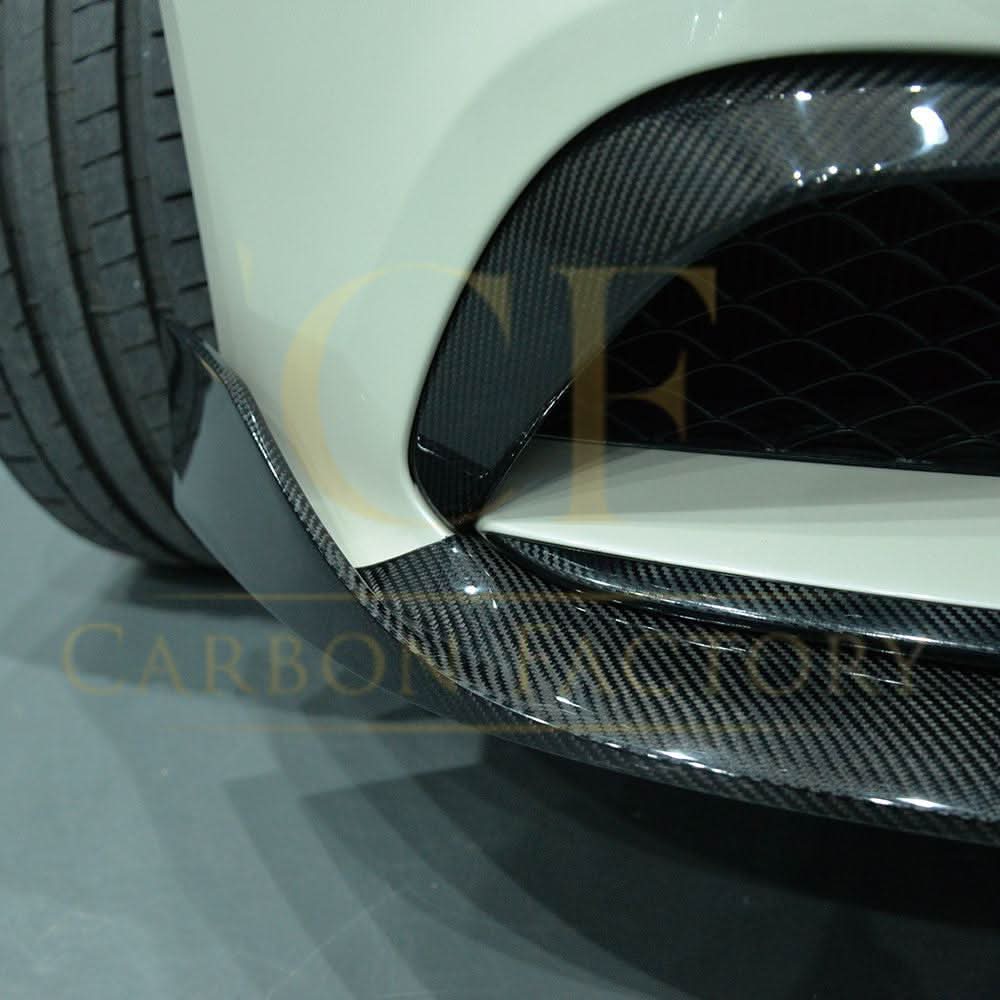 Carbon fibre front side grille trim for Mercedes C218 CLS 2015-2018, exterior car accessory with a sleek finish.