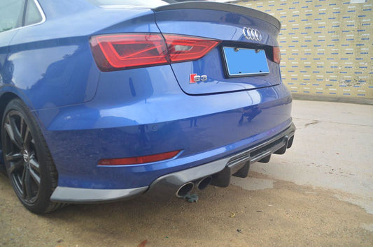 Carbon Fibre Rear Bumper Spats for Audi A3 S Line S3 Saloon 13-15 - Carbon Factory