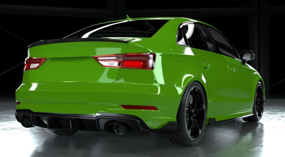 Carbon Fibre Rear Bumper Trims for Audi 8V RS3 Saloon 17-20 - Carbon Factory