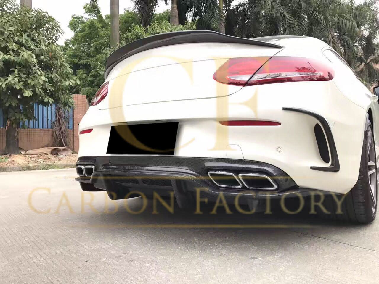 Carbon Fibre Rear Bumper Trims for Mercedes W205 C Class 2 Door Coupe 15-18 - Carbon Factory